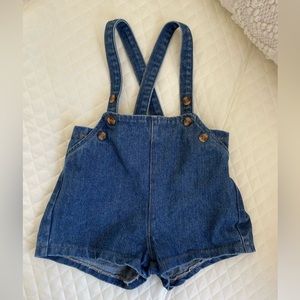 Denim Overall Suspender Shorts